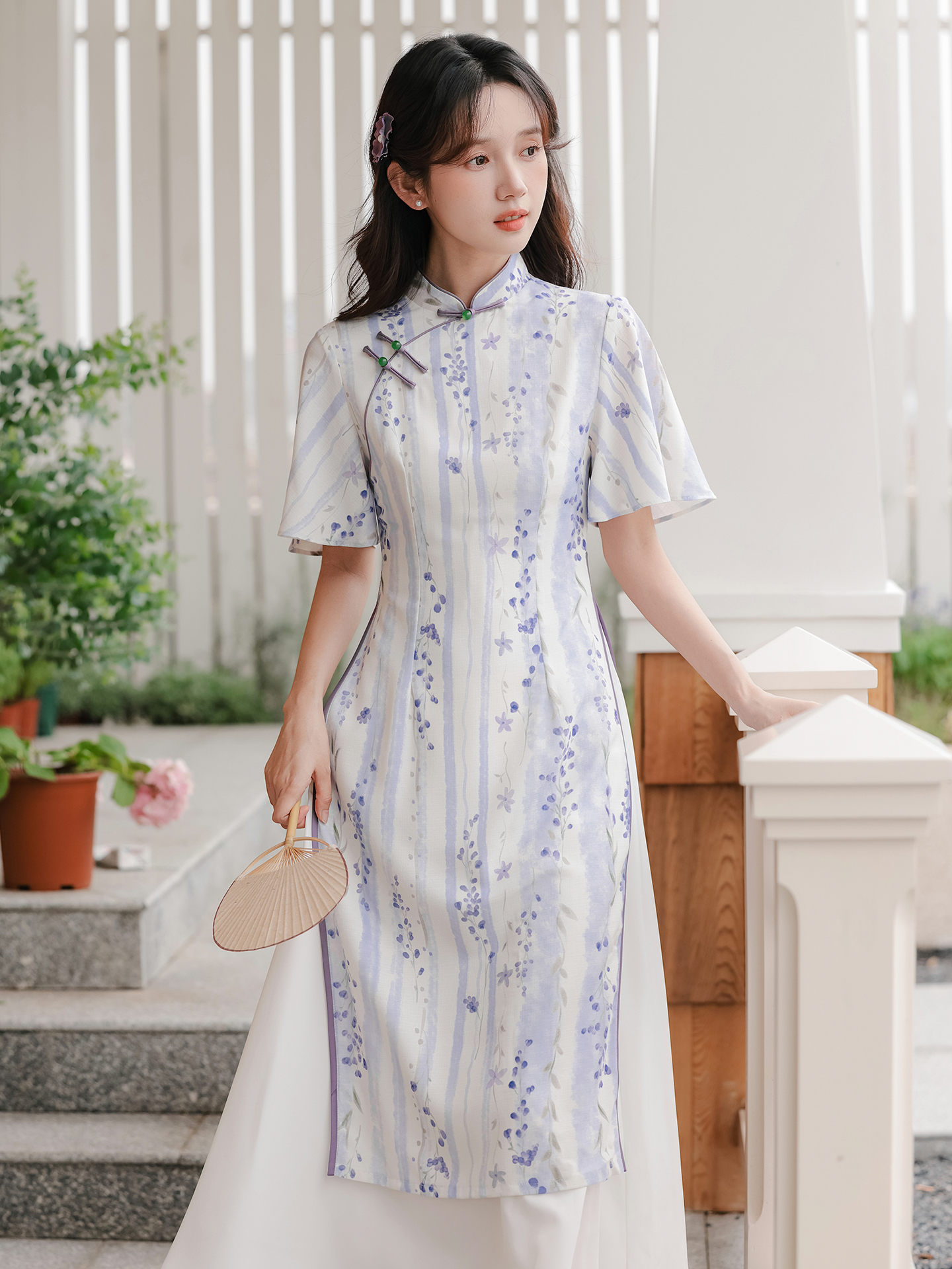 Lavender Grace Áo Dài Dress 紫色奥黛连衣裙
