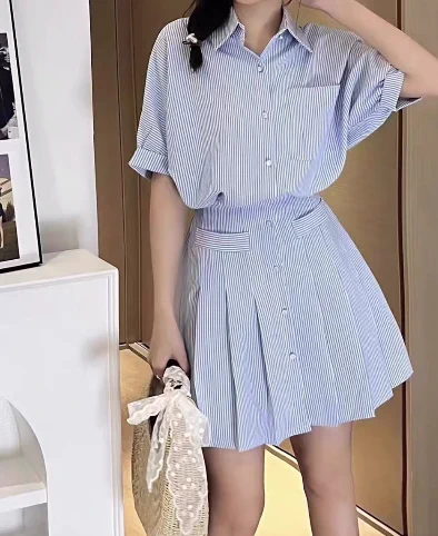 Nina Striped Shirt Dress 文艺范~条纹衬衫连衣裙*2Colors