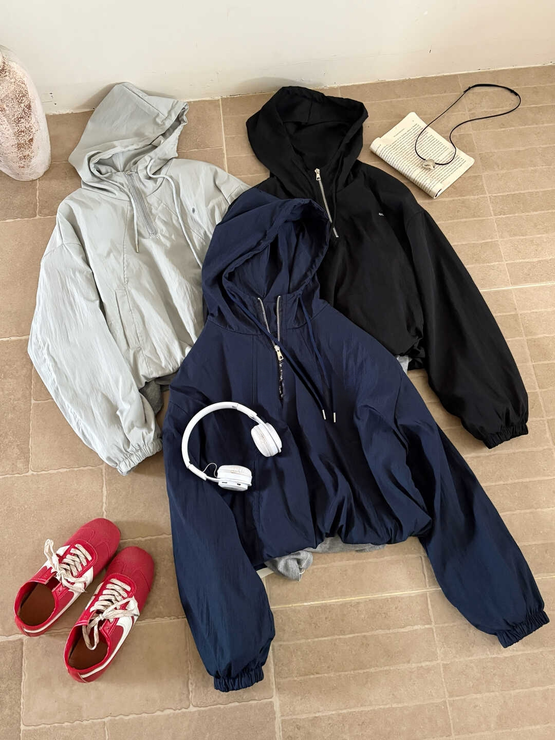 轻户外运动风 | 夹克连帽上衣+花苞裙2件套*3 Colors