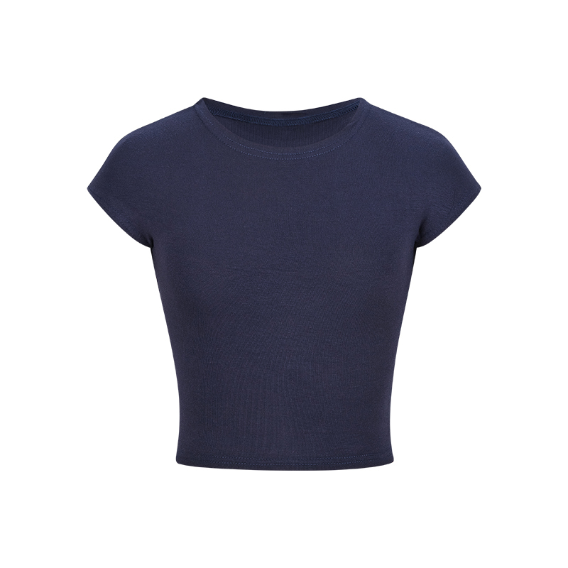 T443 # 230g Cool Silk Cotton 40s 1*1 Ribbed Round Neck Short Pure Desire Hot Girl Slim Hourglass T-Shirt for Women