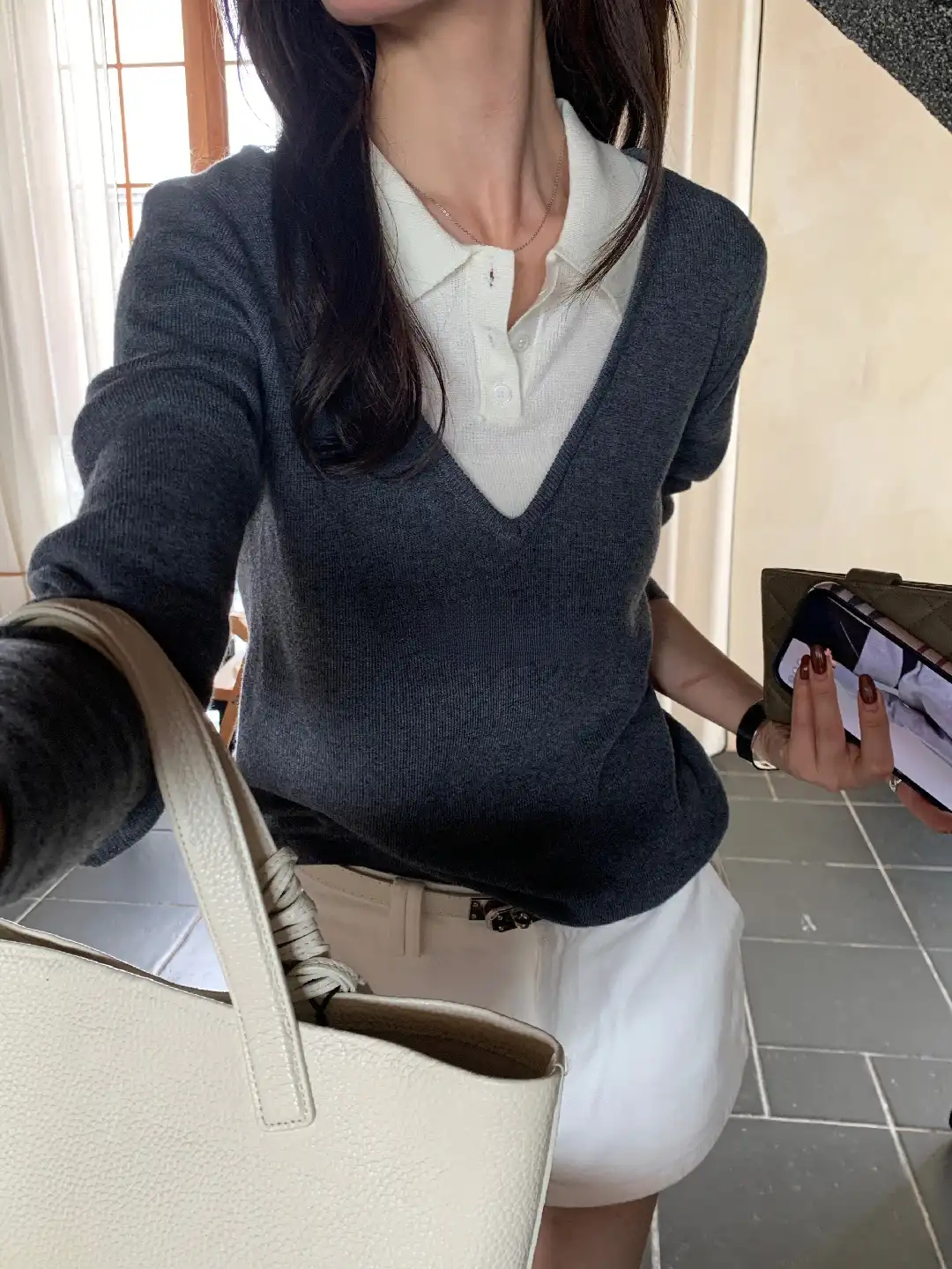 PARVÉ Contrast Collar Knit Top 高智份子！假两件老钱翻领撞色针织上衣* 3 Colors