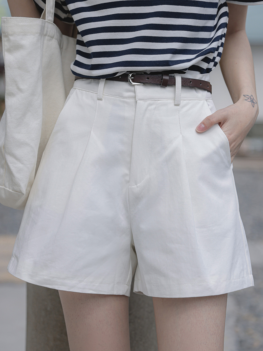 高腰洗水棉阔腿五分裤* 3 Colors