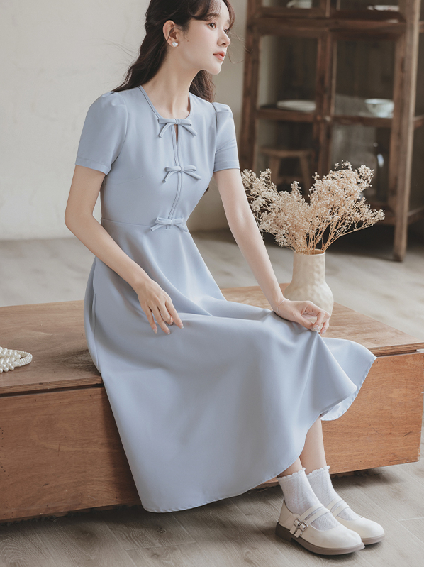 New Chinese Style Improved Cheongsam Dress Women's Summer High Sense Temperament Waist-Controlled Slimming Dress 50