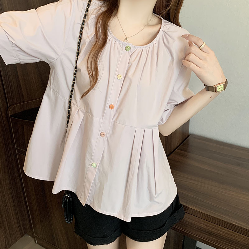 Sweet Round Neck Loose Blouse 甜美圆领宽松衬衫*3 Colors