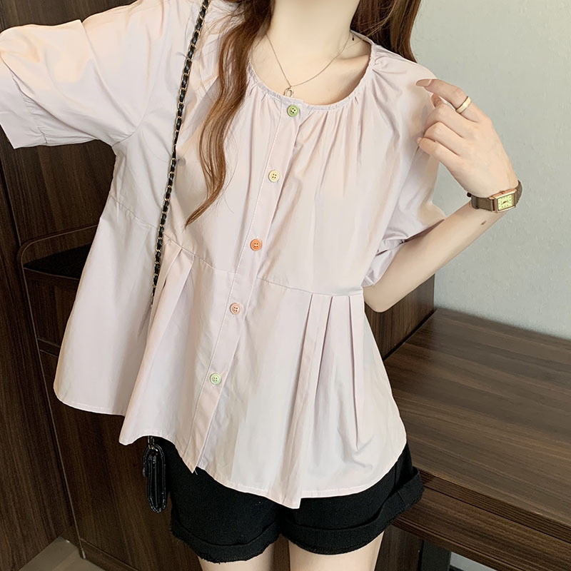 Sweet Round Neck Loose Blouse 甜美圆领宽松衬衫*3 Colors