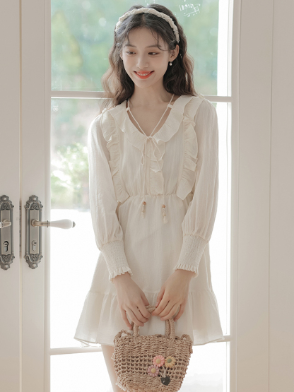 Retro Mori Style Petite Two-Piece Set 度假风连衣裙