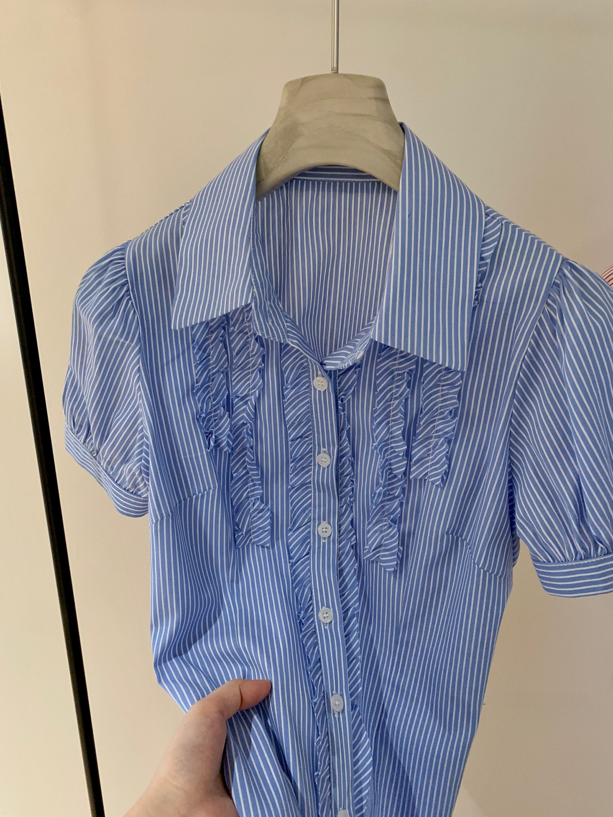 木耳边短袖衬衫*2 Colors