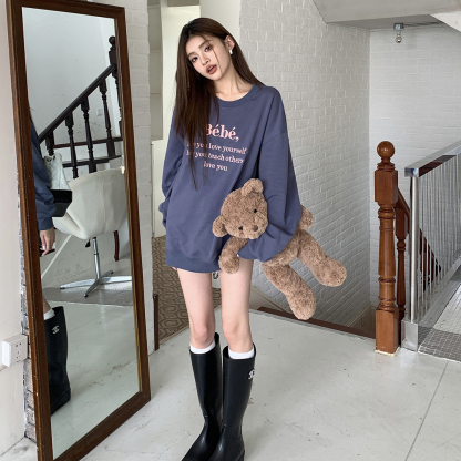 Macaron Bebe Embroidered Sweatshirt 马卡龙色Bebe刺绣宽松卫衣*2Colors
