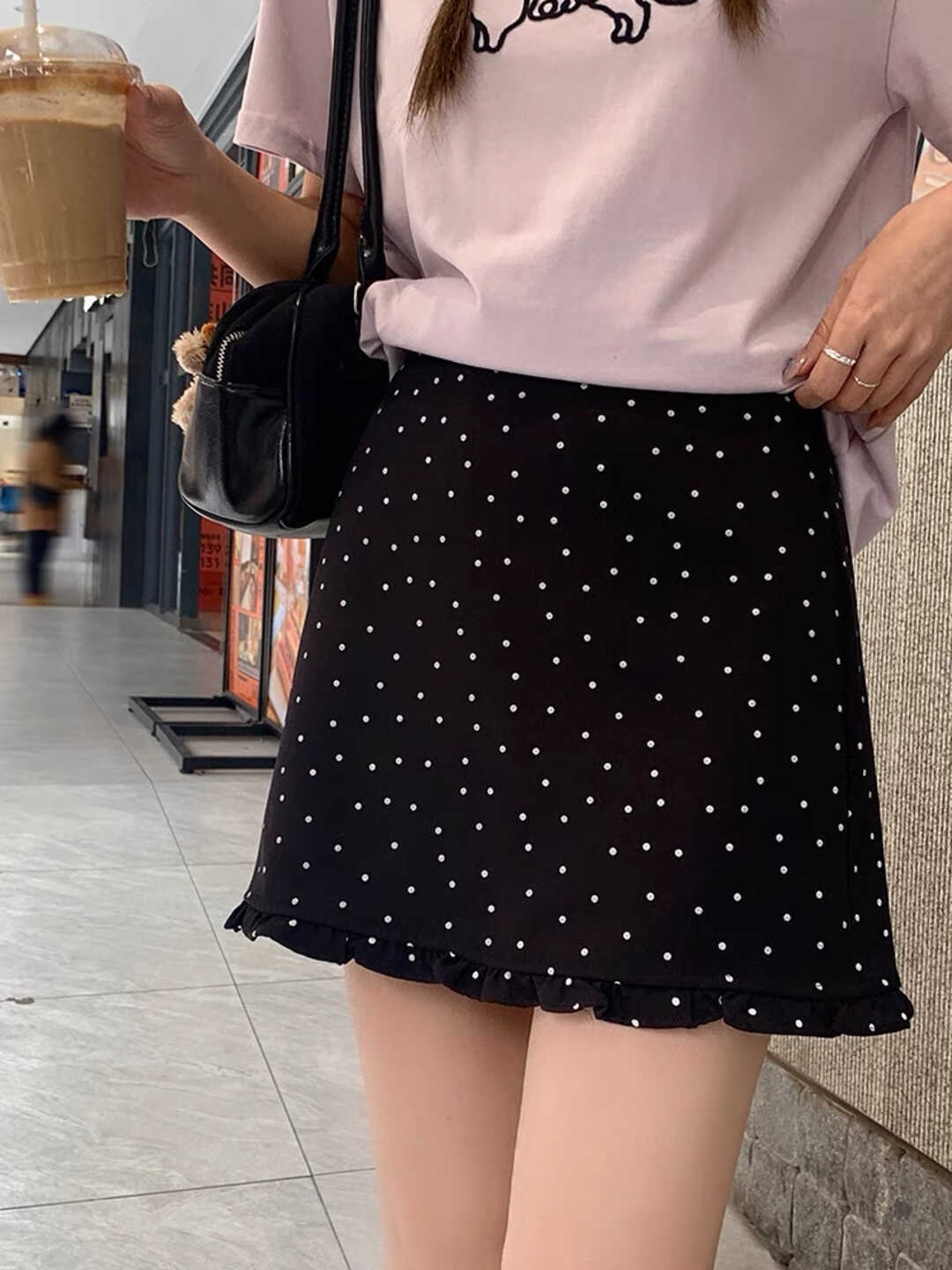 Ruffled Polka Dot Midi Skirt