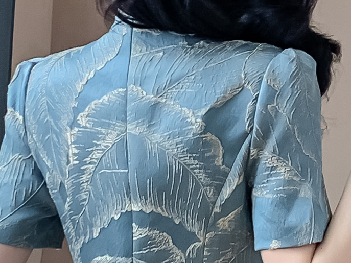Azure Bloom Jacquard Cheongsam  蓝色提花改良旗袍