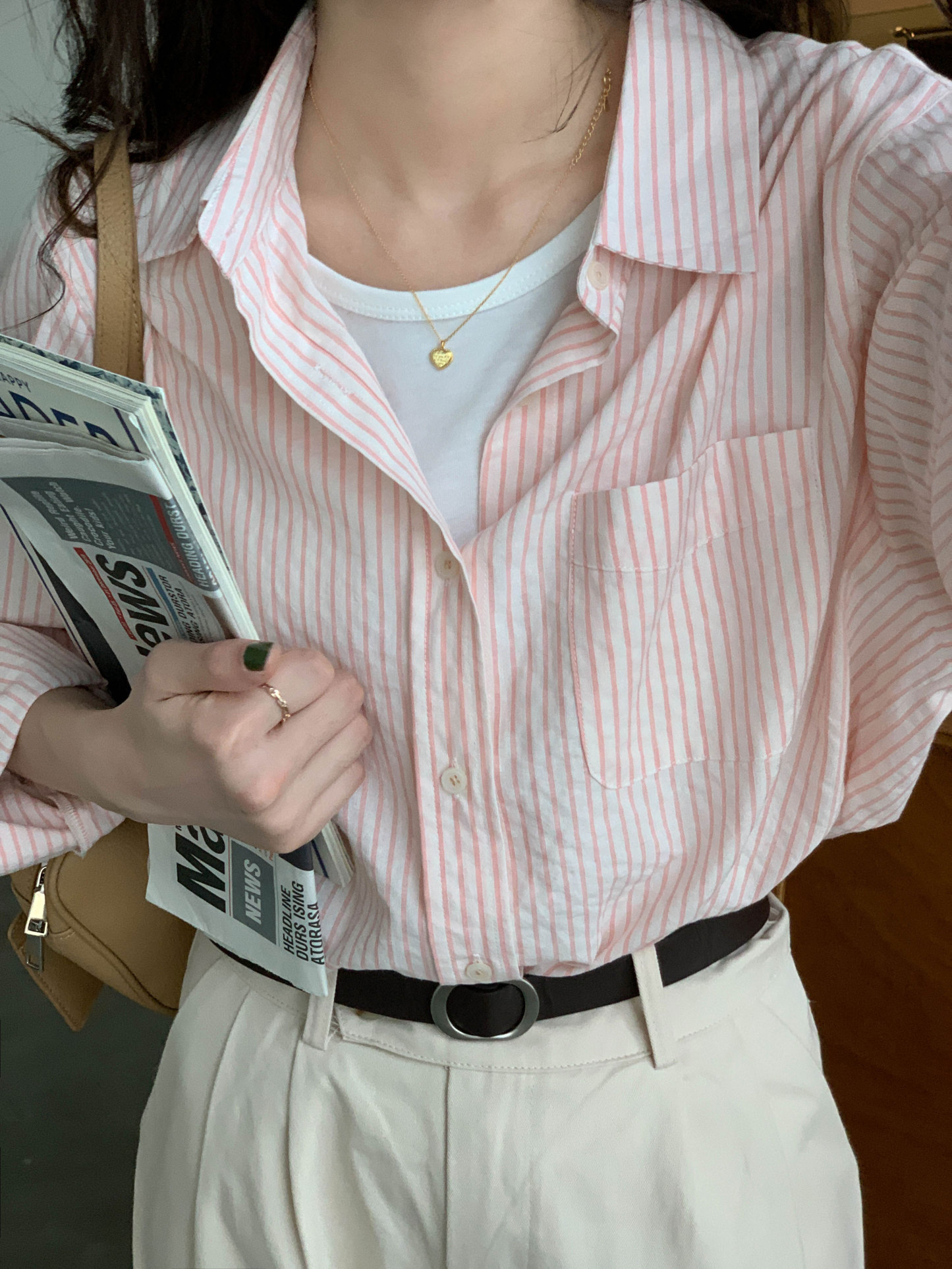 Casual Striped Long-Sleeve Blouse 治愈系女孩~经典条纹宽松长袖衬衫