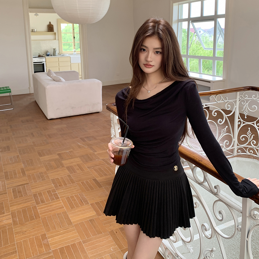 Off-Shoulder Long Sleeve Top一字肩长袖T恤*2 Colors