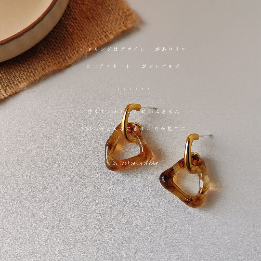 Caramel Matte Geometric Acrylic Earrings 焦糖奶酪！哑光几何亚克力耳钉