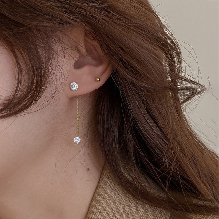 Modern Zircon Longline Earrings 冷淡风锆石长款耳环