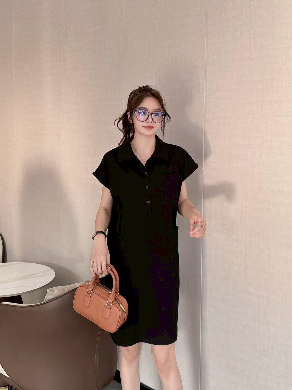 Polo collar pocket dress