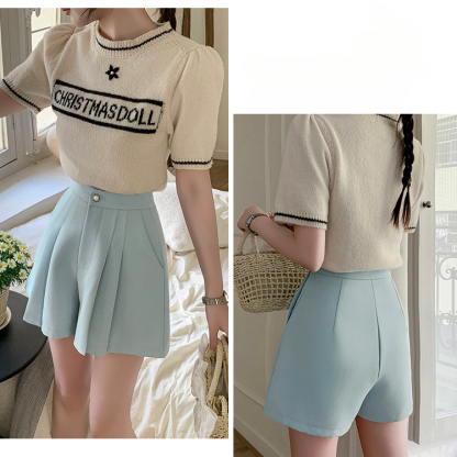 Pearl Button Pleated Blouse 珍珠扣百褶短款*3 Colors