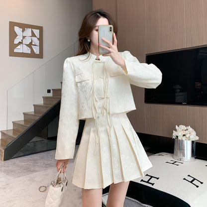 Long Sleeve Pleat Skirt Two-Piece Set 长袖百褶裙2件套* Size S