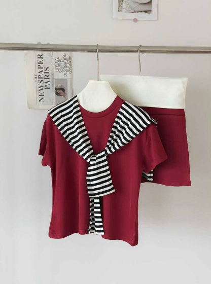 Simple and versatile T-shirt + short skirt-pants简约百搭T恤+短款裤裙*4 Colors
