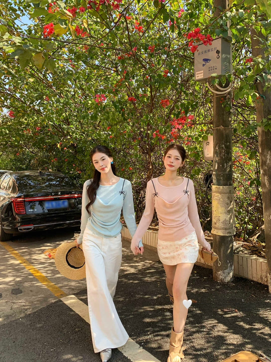 Sweet Bow Faux Two-Piece Knit Top 氧气甜美感~立刻入坑甜美蝴蝶结吊带假两件针织衫*7 Colors