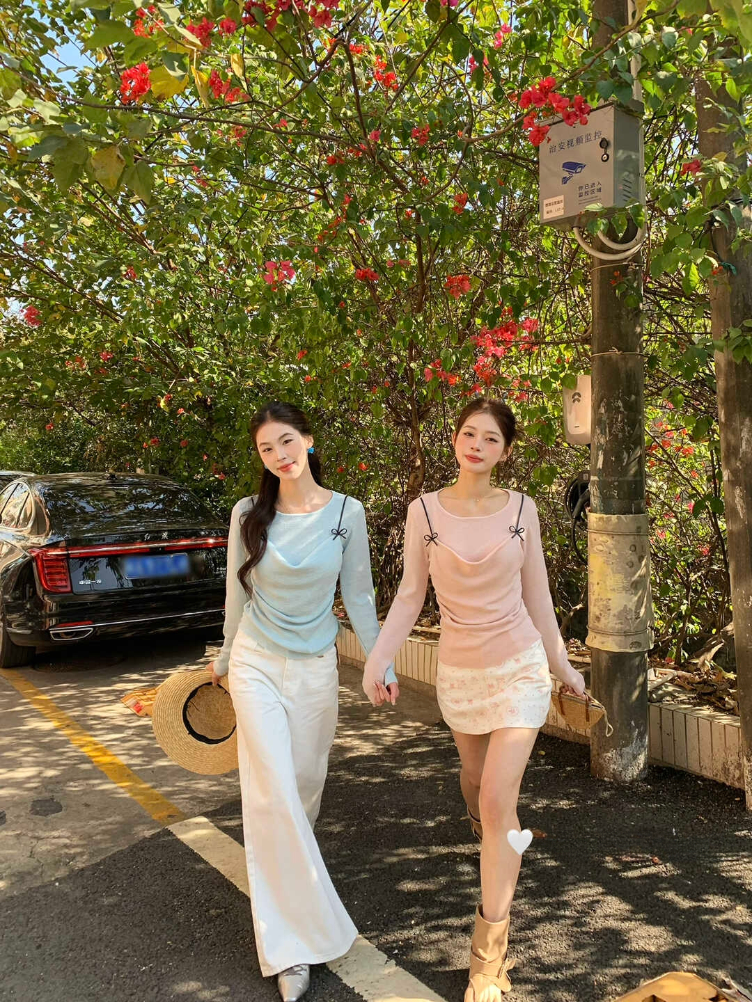 Sweet Bow Faux Two-Piece Knit Top 氧气甜美感~立刻入坑甜美蝴蝶结吊带假两件针织衫*7 Colors