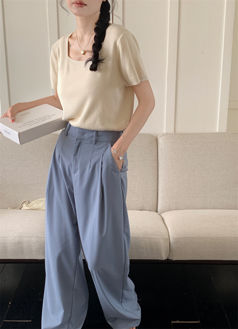 Classic Square Neck Knit Top 纯色方领针织上衣*2Colors