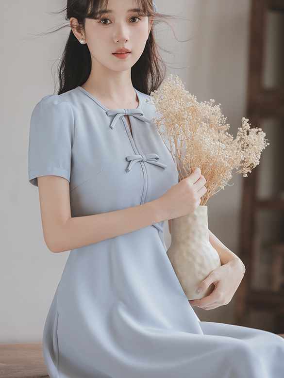 New Chinese Style Improved Cheongsam Dress Women's Summer High Sense Temperament Waist-Controlled Slimming Dress 50