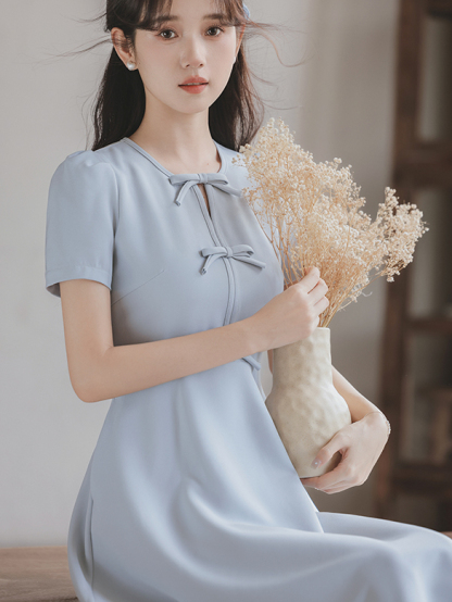 New Chinese Style Improved Cheongsam Dress Women's Summer High Sense Temperament Waist-Controlled Slimming Dress 50