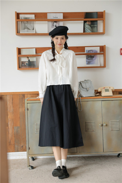 Sweet Bow-Tie Collar Blouse 甜美领口系带衬衫 * 2Colors