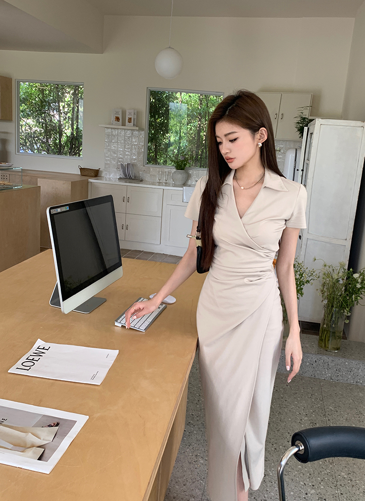 Classy OL Asymmetric Dress 气质OL风不对称连衣裙*2Colors