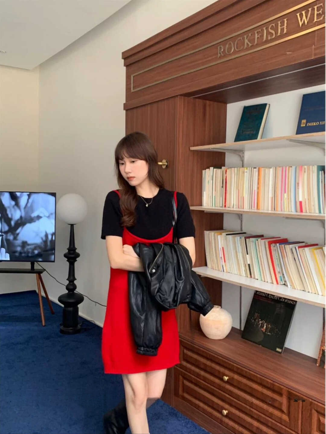  Korean Style Layered Knitted Vest Dress