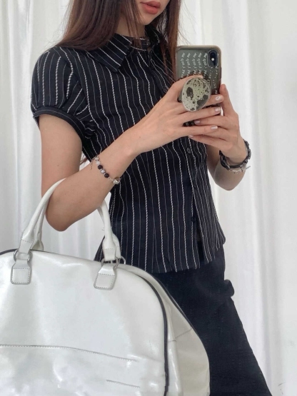 Vintage Striped Color-Block Shirt 复古条纹撞色衬衫*2 Colors