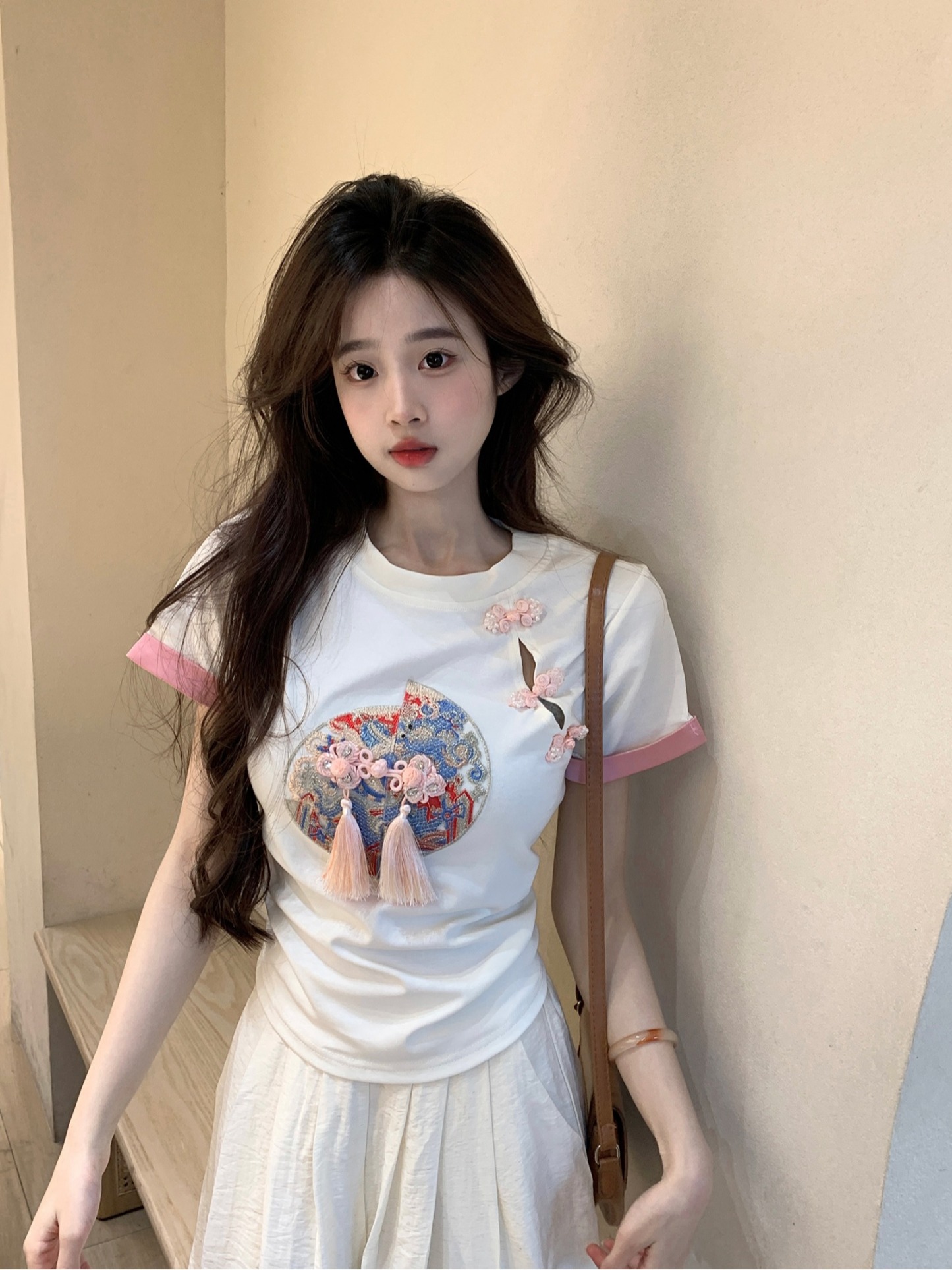 Dual Tassel Cropped T-Shirt 双流苏短款T恤