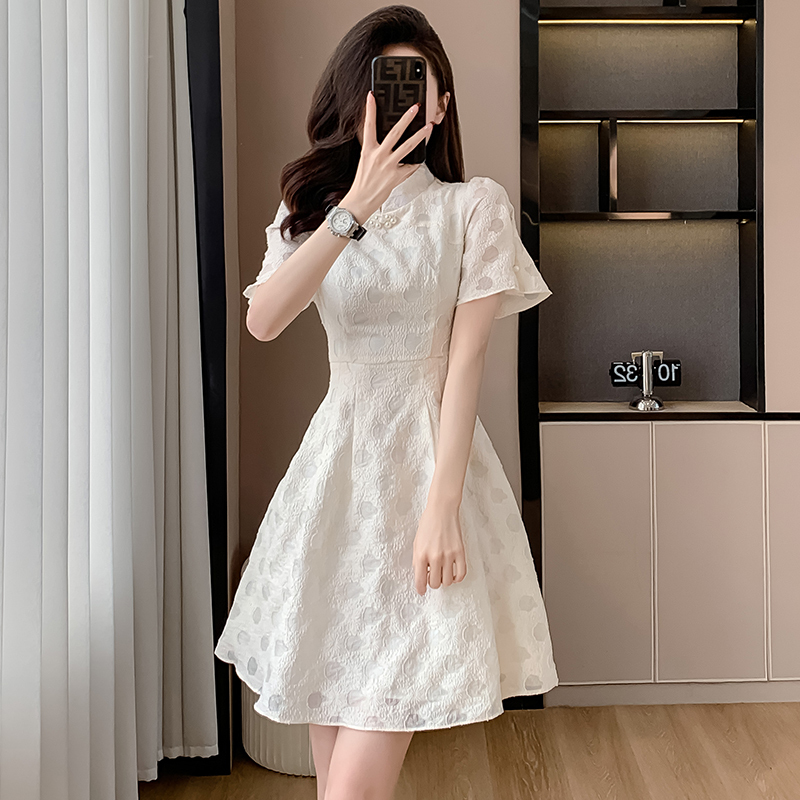 Classic Apricot Cheongsam Dress 杏色中式连衣裙