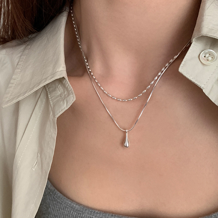 Two-Layer Bean Metal Necklace 小众双层豆子金属项链 