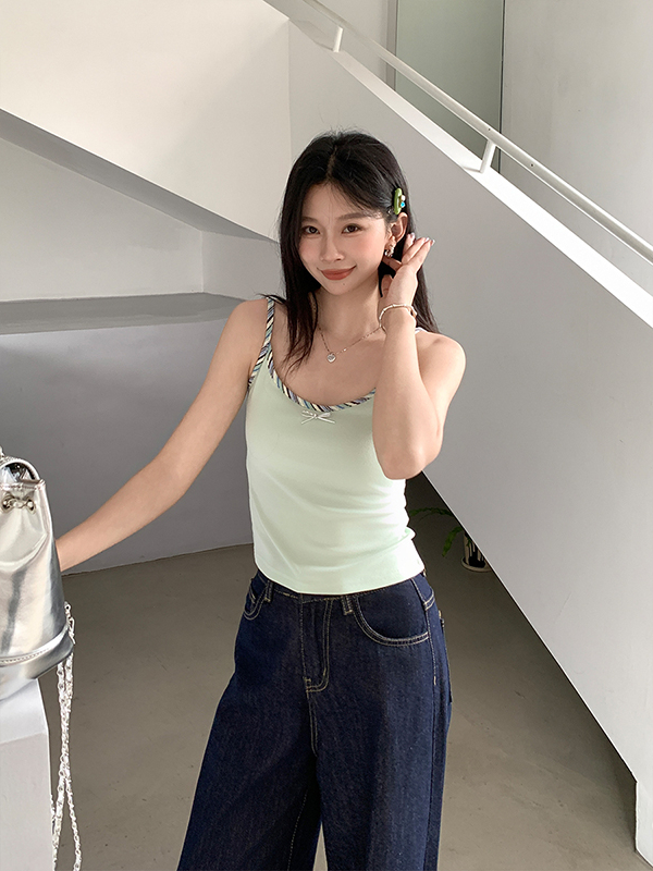 Dopamine Mint Green Top 薄荷绿拼接吊带背心