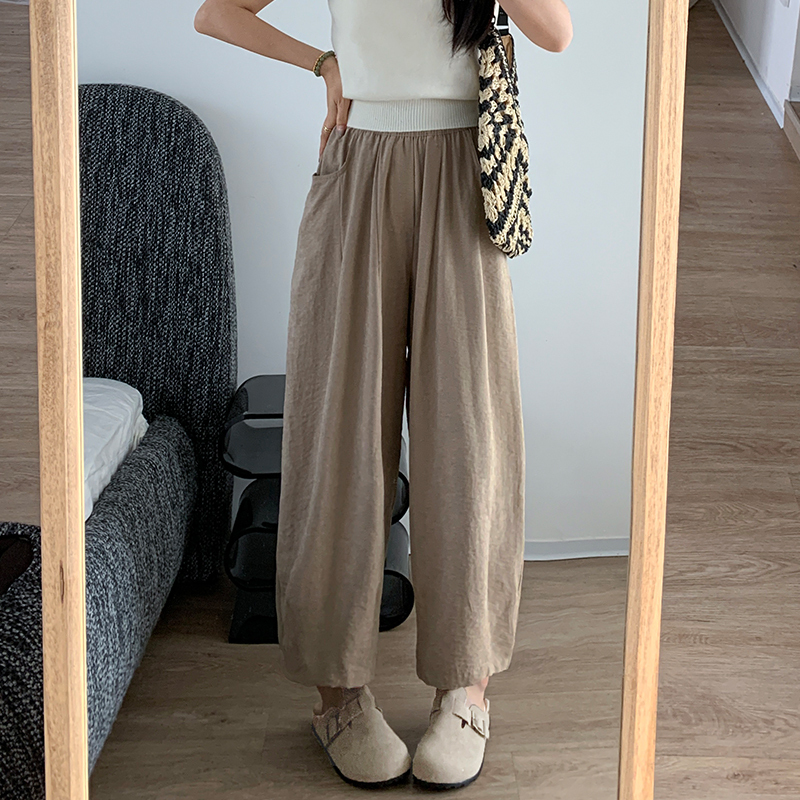 Textured Milk Pants for Women Summer Loose Draped Straight Leg Harem Pants Casual Acetate Velvet Cream Tapered Pants 肌理感奶芙裤