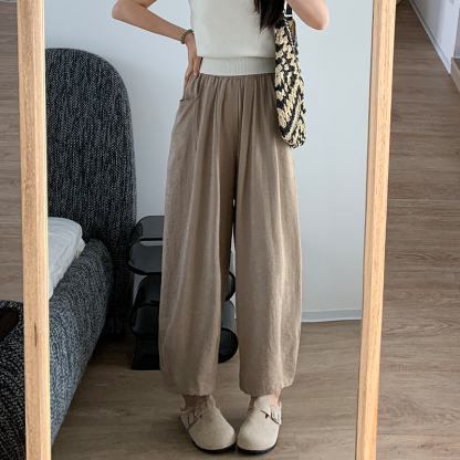 Textured Milk Pants for Women Summer Loose Draped Straight Leg Harem Pants Casual Acetate Velvet Cream Tapered Pants 肌理感奶芙裤
