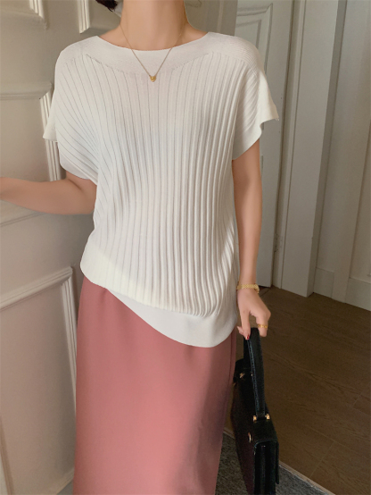 Ice Silk Knit Top 坑条冰丝针织上衣*6色