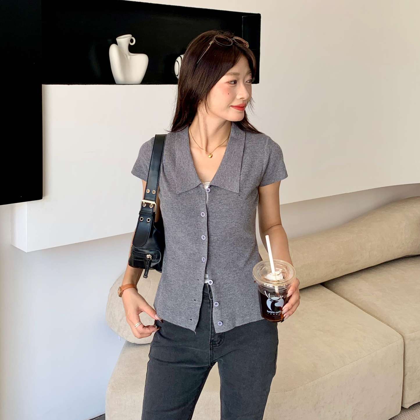 Classic Collared Button-Up Knit 翻领针织开衫*3 Colors