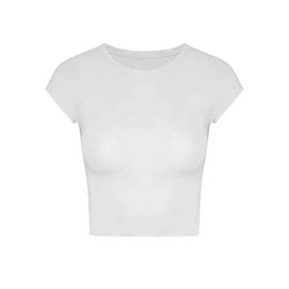 T443 # 230g Cool Silk Cotton 40s 1*1 Ribbed Round Neck Short Pure Desire Hot Girl Slim Hourglass T-Shirt for Women