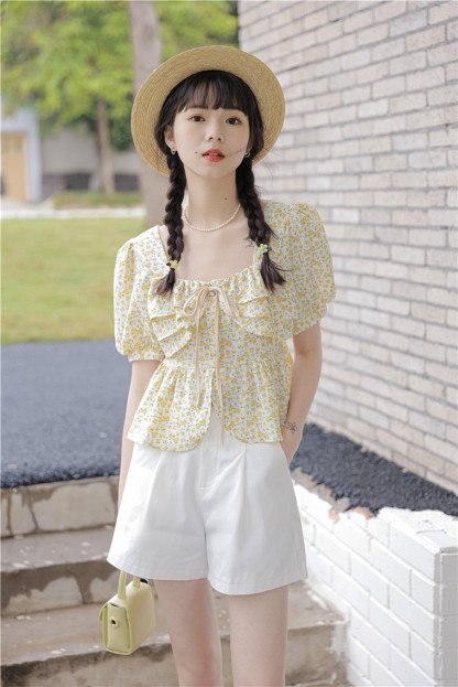 高腰洗水棉阔腿五分裤* 3 Colors