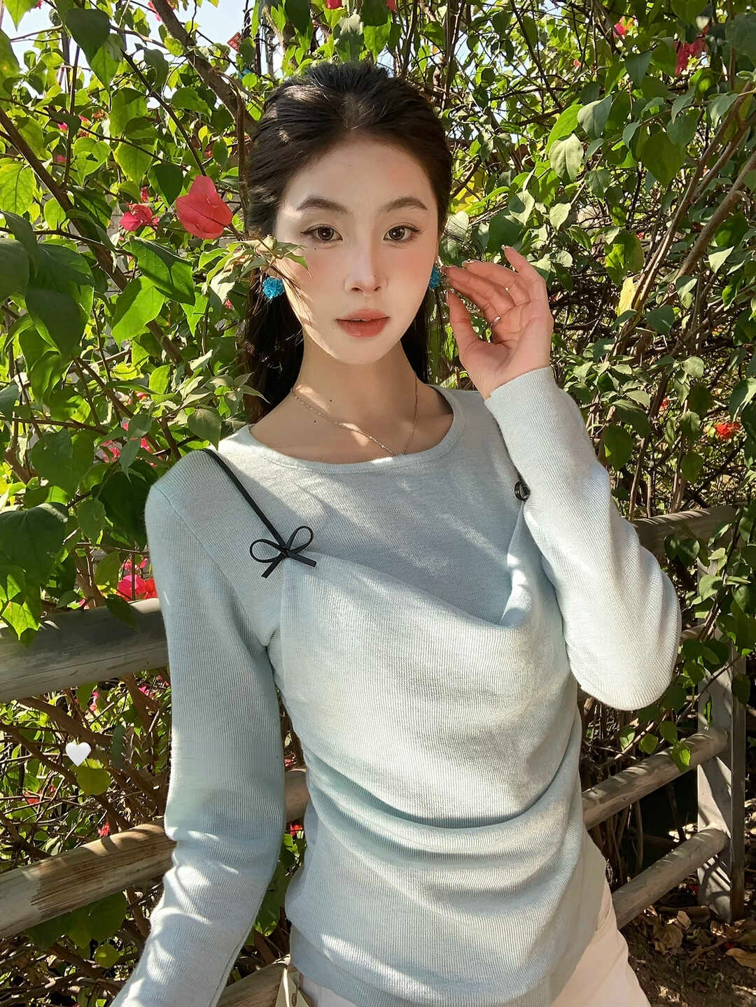Sweet Bow Faux Two-Piece Knit Top 氧气甜美感~立刻入坑甜美蝴蝶结吊带假两件针织衫*7 Colors