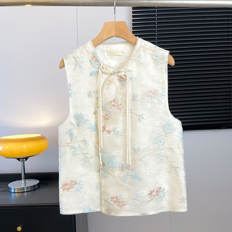 刺绣织金马面裙 Hanfu Buttoned Oblique Collar Round Neck Jacquard Embroidery Improved Vest Paired with National Style Half Skirt Set