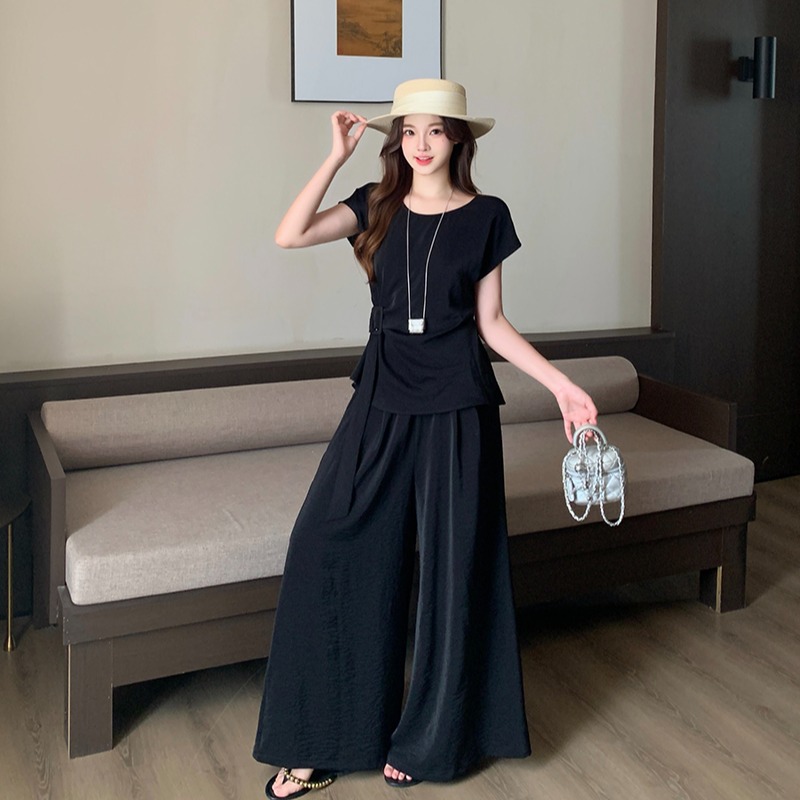 LUMEA Flutter Sleeve Tie Top & Wide Leg Pants Set 飞飞袖绑带上衣+阔腿裤两件套*2 Colors