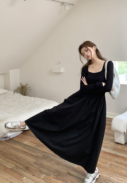 Fiona Long Sleeve Knitted Dress 方领长袖针织连衣裙*2 Colors 