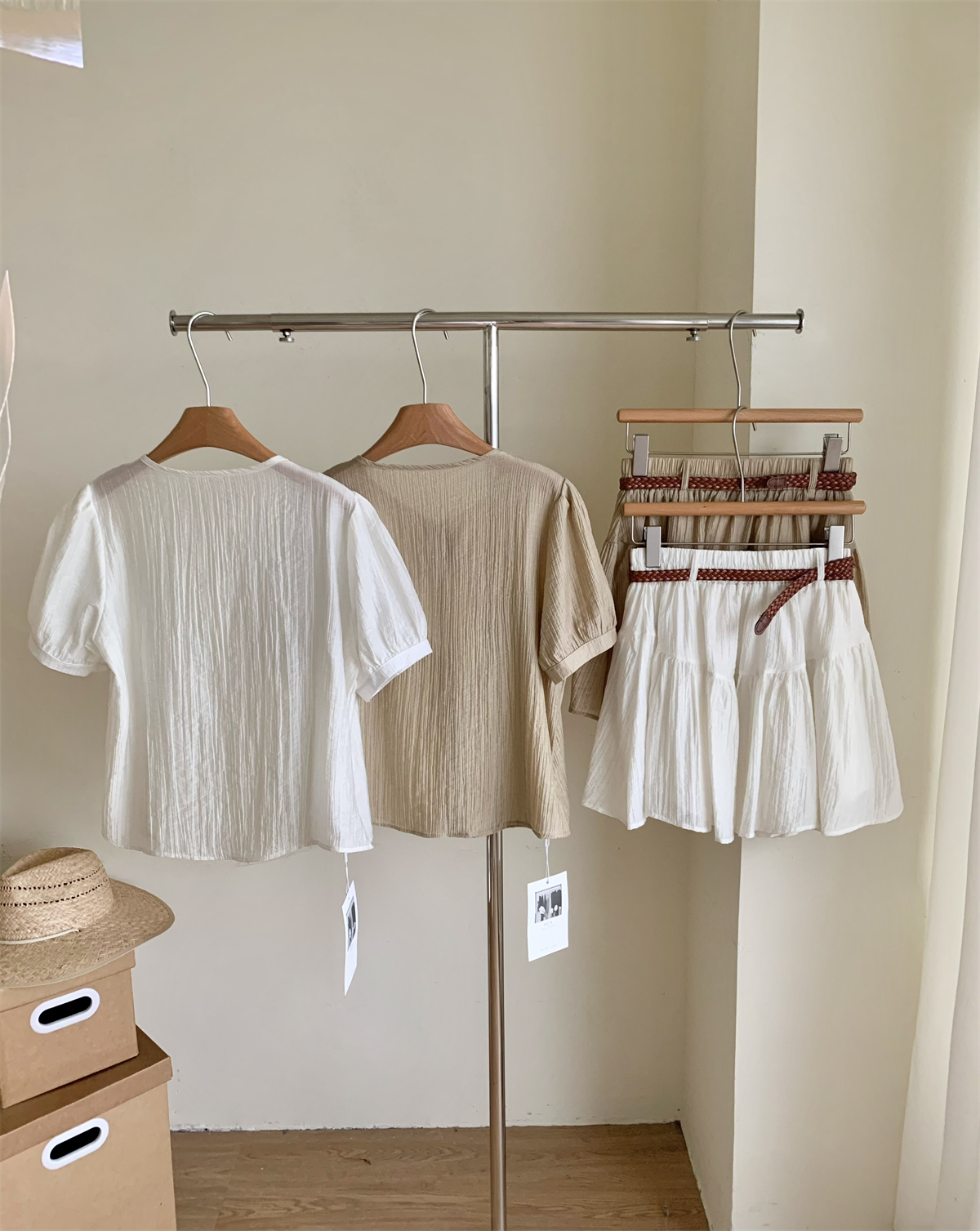 Casual Bow Tie Shirt & Skirt Combo  绑带衬衣+ 休闲短裙2件套*2Colors