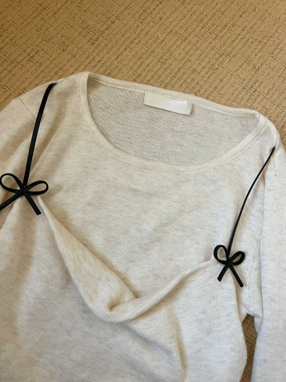 Sweet Bow Faux Two-Piece Knit Top 氧气甜美感~立刻入坑甜美蝴蝶结吊带假两件针织衫*7 Colors