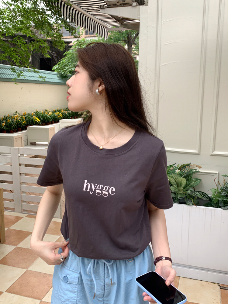 2025 Korean Version Simple Personality Letter Print Casual T-Shirt Summer Versatile Loose Short Sleeve Top for Women