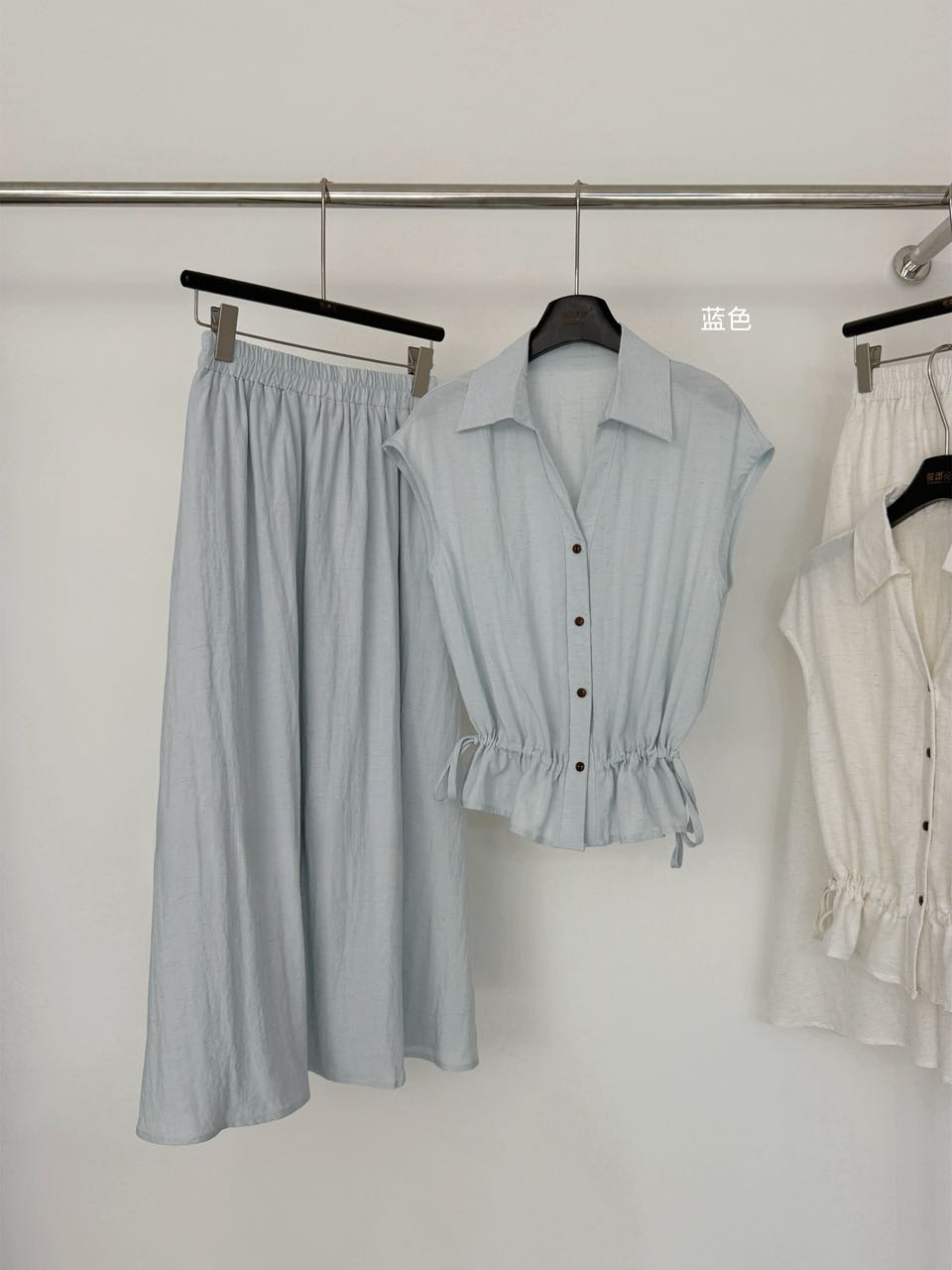 CHIC Shirt & A-Line Skirt Set 简约风翻领衬衫A字半身裙套装*2 Colors