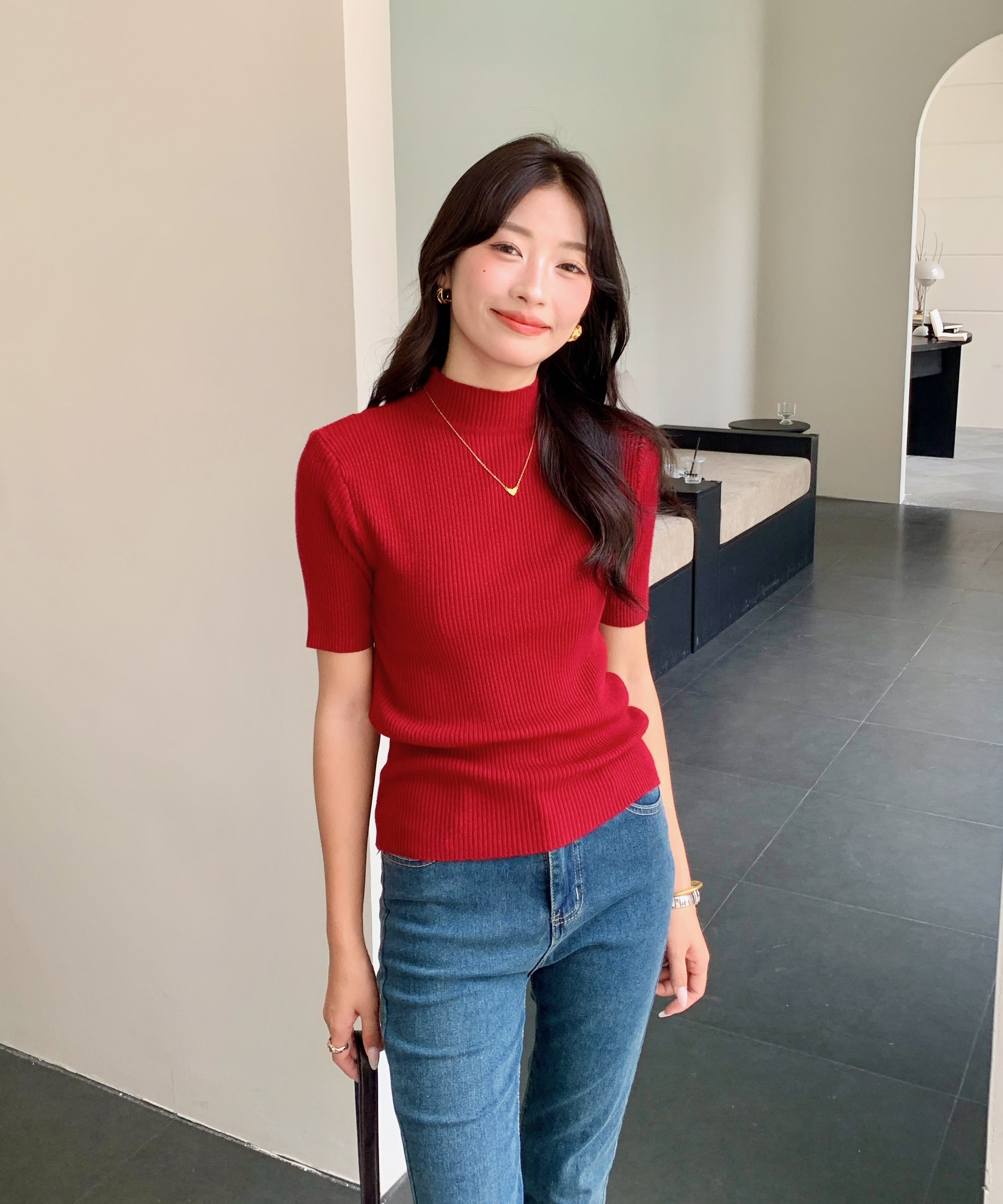 High Neck Ribbed Knit Top 高领罗纹针织上衣*4 Colors